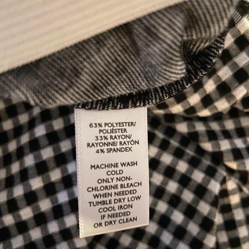 LOFT BLACK AND WHITE ELASTIC WAIST CHECKERED RUFFLE FLOUNCE SKIRT SIZE SMALL - Picture 6 of 8